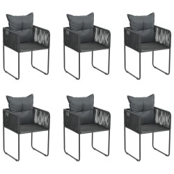 Ensemble à manger de jardin 7 pcs Noir  633863633863
