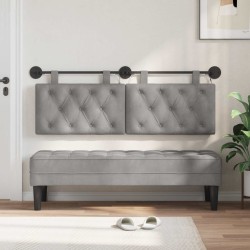 Tête de lit suspendue Avec lumière LED Gris clair Velours 633864633864