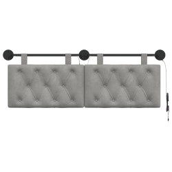 Tête de lit suspendue Avec lumière LED Gris clair Velours 633864633864