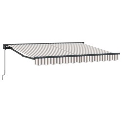 Auvent rétractable manuel Gris clair et blanc 4,5 × 3,5 m 633867633867