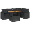 Salon de jardin 6 pcs avec coussins noir résine tressée 633871633871