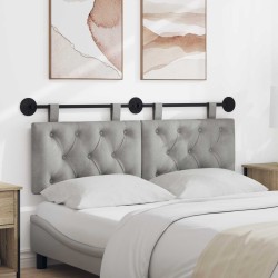 Tête de lit suspendue Avec lumière LED Gris clair Velours 633875633875