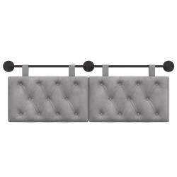 Tête de lit suspendue Avec lumière LED Gris clair Velours 633875633875