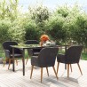 Ensemble à manger de jardin avec coussins 5 pcs Noir 633876633876