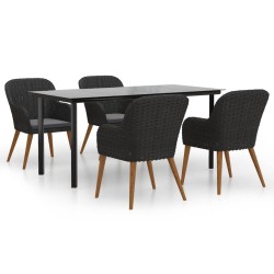 Ensemble à manger de jardin avec coussins 5 pcs Noir 633876633876