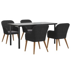 Ensemble à manger de jardin avec coussins 5 pcs Noir 633876633876