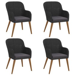 Ensemble à manger de jardin avec coussins 5 pcs Noir 633876633876