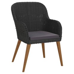 Ensemble à manger de jardin avec coussins 5 pcs Noir 633876633876