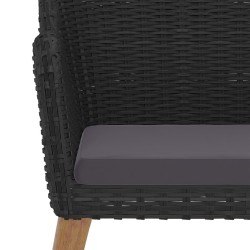 Ensemble à manger de jardin avec coussins 5 pcs Noir 633876633876