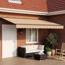 Auvent rétractable manuel Orange, Gris, Bleu, Blanc 4,5 × 3,5 m 633883633883