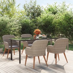 Ensemble à manger de jardin et coussins 5 pcs Marron 633884633884