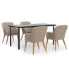 Ensemble à manger de jardin et coussins 5 pcs Marron 633884633884