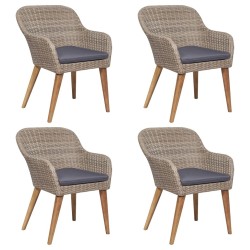Ensemble à manger de jardin et coussins 5 pcs Marron 633884633884