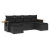 Salon de jardin 6 pcs avec coussins noir résine tressée 633885633885