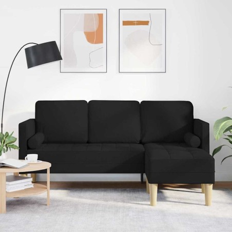 Ensemble de Canapés avec coussin Noir Polyester 633887633887
