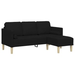 Ensemble de Canapés avec coussin Noir Polyester 633887633887