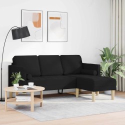Ensemble de Canapés avec coussin Noir Polyester 633887633887