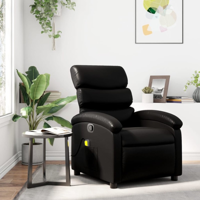 Fauteuil de massage inclinable noir similicuir 633889633889