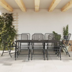 Ensemble à manger de jardin 9 pcs anthracite métal maille 633902633902