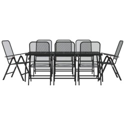 Ensemble à manger de jardin 9 pcs anthracite métal maille 633902633902