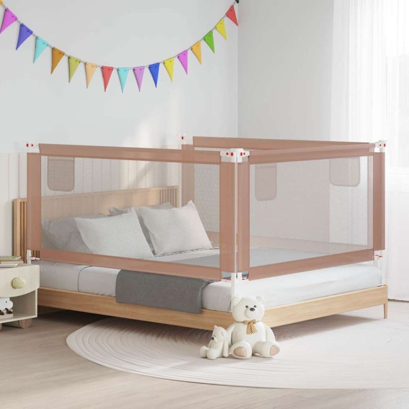 Barrière de sécurité de lit d'enfant Taupe 180x25 cm Tissu 633905633905