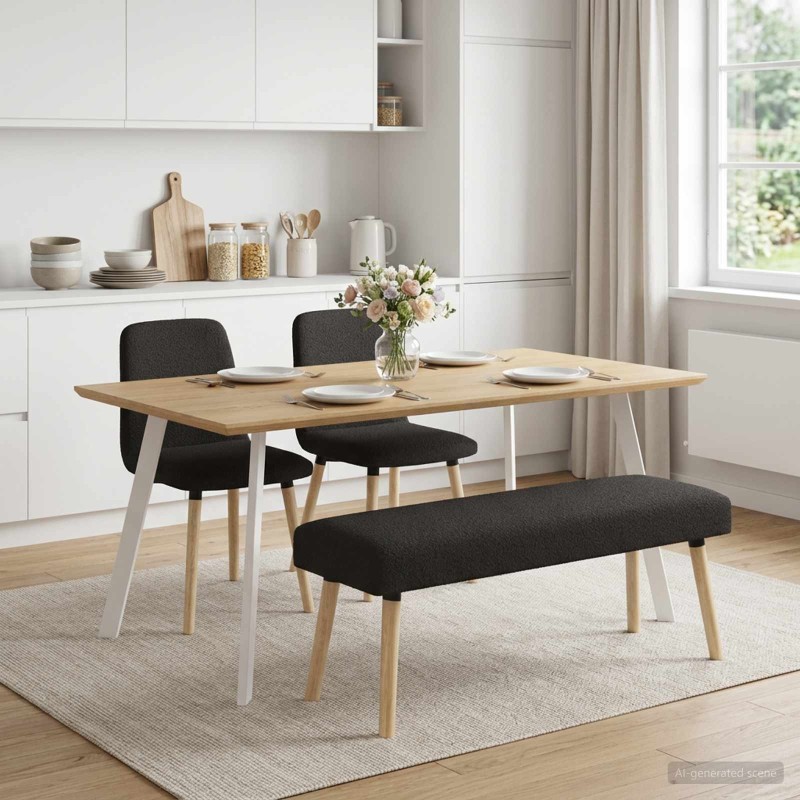 banc Uni Noir 110 x 40 x 46 cm Bouclé 633912633912
