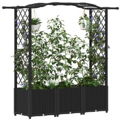 Lit Élevé avec Treillis et Toit Noir 164 x 40 x 138 cm PP 633913633913