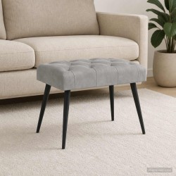 Banc avec capitonnage bouton Gris clair 60 x 40 x 45 cm Velours 633914633914