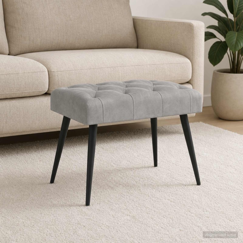 Banc avec capitonnage bouton Gris clair 60 x 40 x 45 cm Velours 633914633914