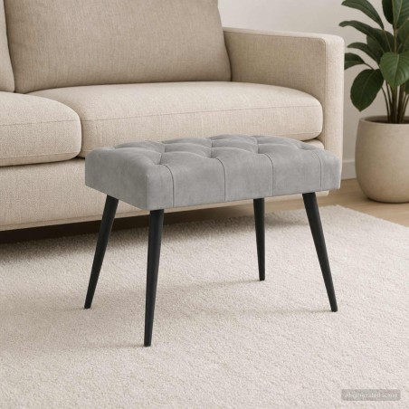 Banc avec capitonnage bouton Gris clair 60 x 40 x 45 cm Velours 633914633914