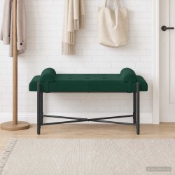Banc capitonné à boutons avec coussins Vert foncé Velours 633916633916