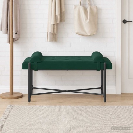 Banc capitonné à boutons avec coussins Vert foncé Velours 633916633916