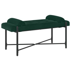 Banc capitonné à boutons avec coussins Vert foncé Velours 633916633916