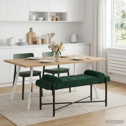 Banc capitonné à boutons avec coussins Vert foncé Velours 633916633916