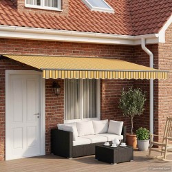 Auvent rétractable manuel Jaune, Gris et Blanc 4,5 × 3,5 m 633928633928