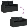 Salon de jardin 6 pcs avec coussins noir résine tressée 633930633930
