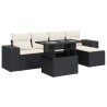 Salon de jardin 6 pcs avec coussins noir résine tressée 633931633931