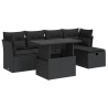 Salon de jardin 6 pcs avec coussins noir résine tressée 633932633932
