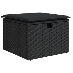 Salon de jardin 6 pcs avec coussins noir résine tressée 633932633932