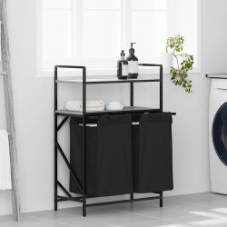 Panier à linge à 2 compartiments avec étagères gris Sonoma 633935633935