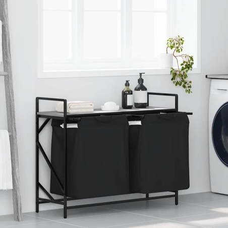 Panier à linge 2 compartiments avec étagère Gris Sonoma 633946633946