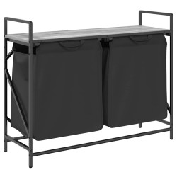 Panier à linge 2 compartiments avec étagère Gris Sonoma 633946633946