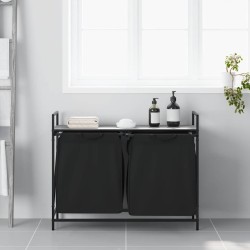 Panier à linge 2 compartiments avec étagère Gris Sonoma 633946633946