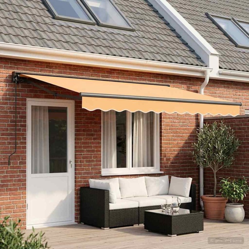 Auvent rétractable manuel Sable 4,5 × 3,5 m 633947633947