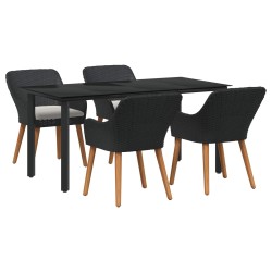 Ensemble de salle à manger pour jardin 5 pcs Noir polyrotin 633948633948