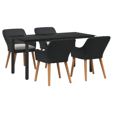Ensemble de salle à manger pour jardin 5 pcs Noir polyrotin 633948633948