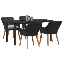 Ensemble de salle à manger pour jardin 5 pcs Noir polyrotin 633948633948