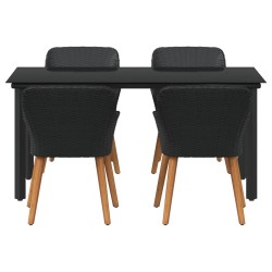 Ensemble de salle à manger pour jardin 5 pcs Noir polyrotin 633948633948