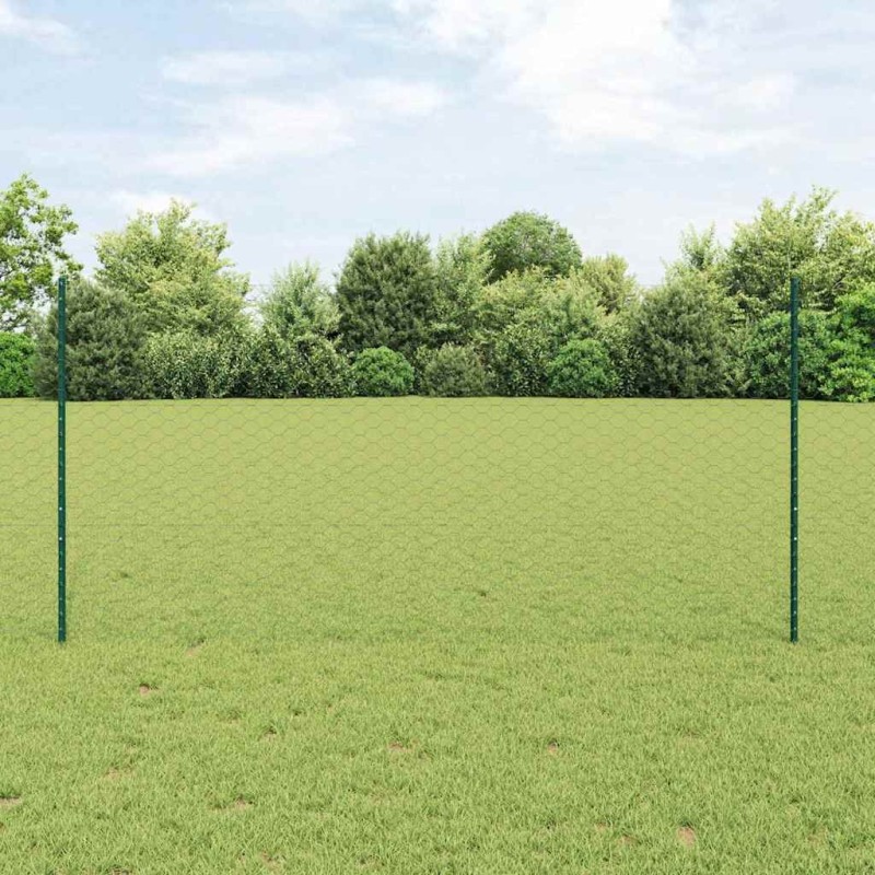 Clôture hexagonale avec poteau 25 x 1,2 m Vert Maille 633949633949