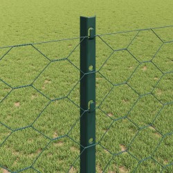Clôture hexagonale avec poteau 25 x 1,2 m Vert Maille 633949633949